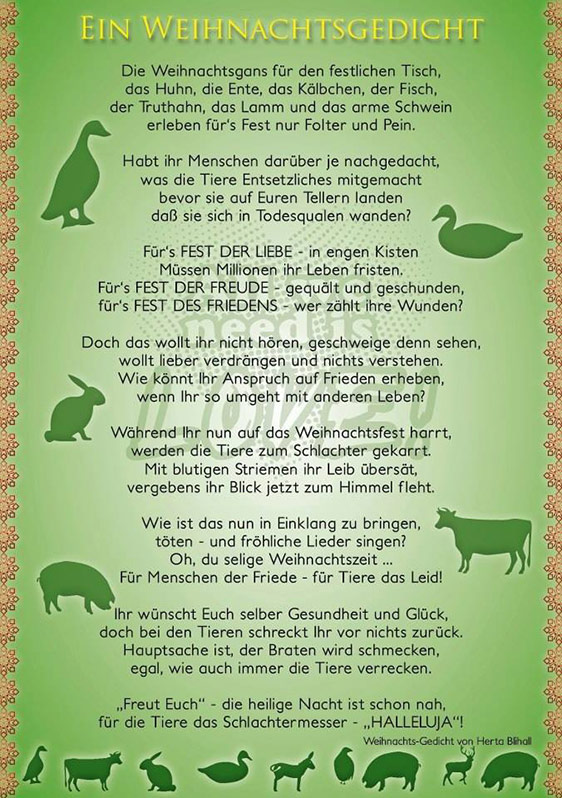 Ein Weihnachtsgedicht zum Nachdenken | VeganBook